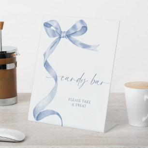 Blue Bow Candy Bar Pedestal Sign