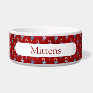 Blue Bow Candy Cane Red Christmas Holiday