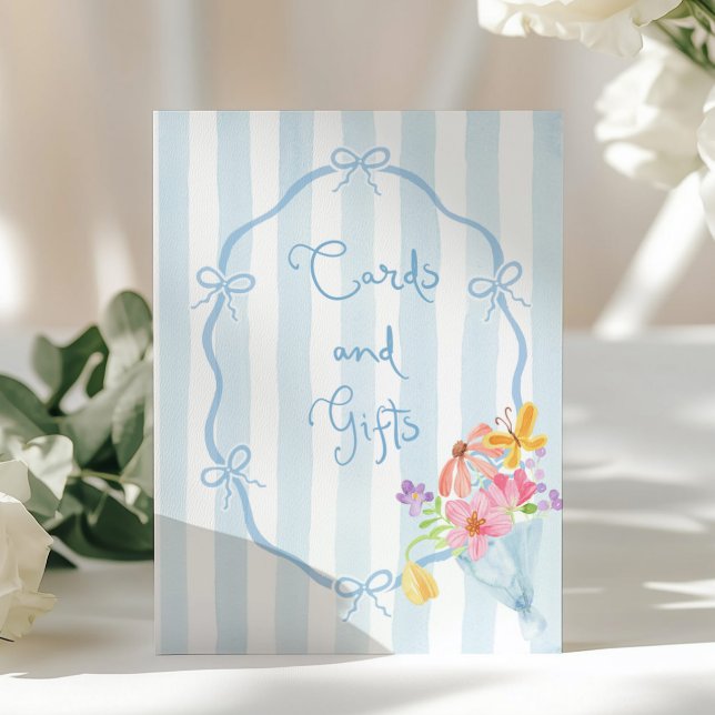Blue Bow Cards and gifts whimsical floral Poster (Creator Uploaded)
