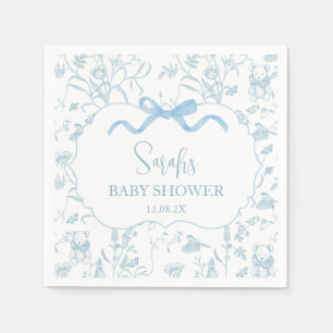 Blue Bow Chinoiserie Baby Shower Boy Napkin