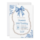 Blue Bow Chinoiserie Pearls Women Birthday