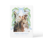 Blue Bow Christmas Chinoiserie Photo Holiday Card
