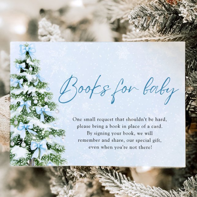 Blue Bow Christmas Tree Books for Baby Baby Shower Invitation (Blue Bow Christmas Tree Books for Baby Baby Shower)
