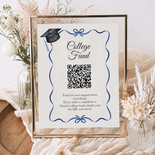 Blue Bow College Fund Graduation QR Code Poster (Creator Uploaded)