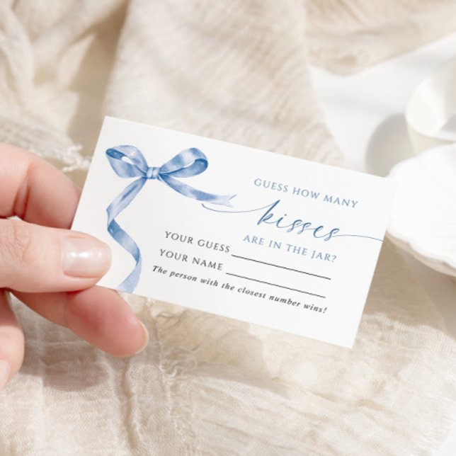 Blue Bow Combien de baisers Douche Carte de jeu (Créateur téléchargé)