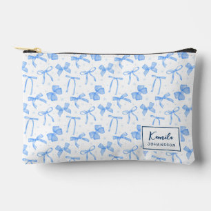 Blue Bow Coquette Aesthetic Custom Name Accessory Pouch