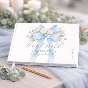 Blue Bow Coquette Baby Boy Shower Guest Book