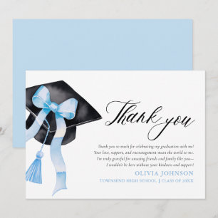 Blue Bow  Coquette Graduation Cap  Thank You Cards