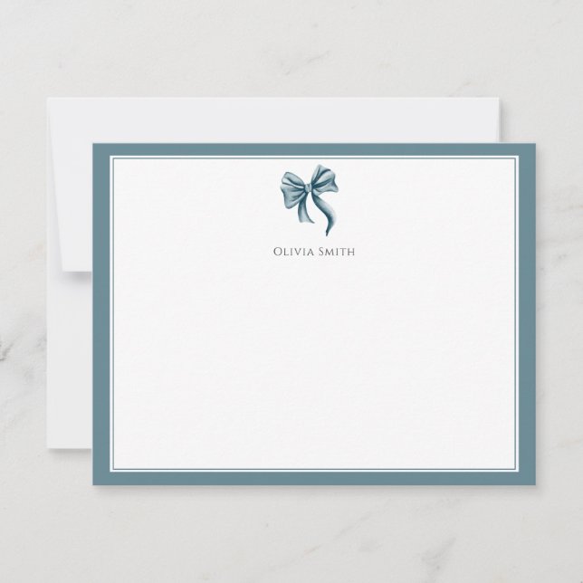Blue Bow Coquette Personalized Card (Front)