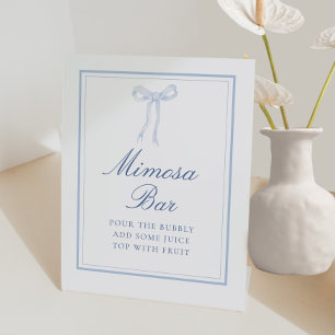 Blue Bow Coquette Ribbon Mimosa Bar Sign