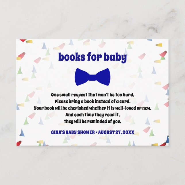 Blue Bow Cravate Baby Boy Douche Réserver Cartes d (Devant)