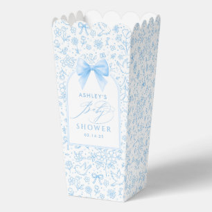 Blue Bow Cute Whimsical Chinoiserie Baby Shower Favor Box