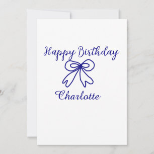 Blue bow CUTIE ADD NAME BABY happy birthday  Invitation