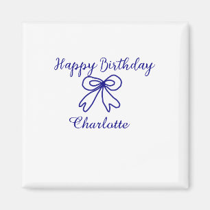 Blue bow CUTIE ADD NAME BABY happy birthday  Magnet