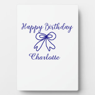 Blue bow CUTIE ADD NAME BABY happy birthday Plaque