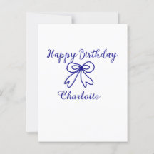 Blue bow CUTIE ADD NAME BABY happy birthday 