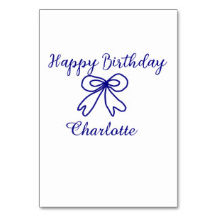 Blue bow CUTIE ADD NAME BABY happy birthday Table Number
