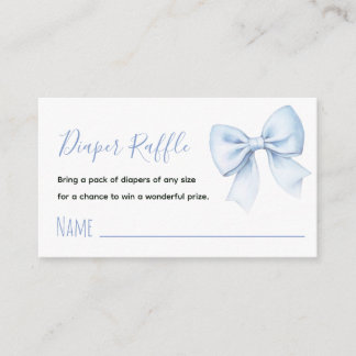 Blue Bow Diaper Raffle Coquette Baby Boy Shower  Enclosure Card