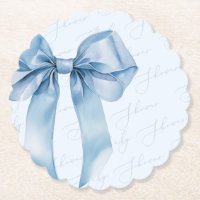 Blue Bow Elegant calligraphy Boy Baby Shower