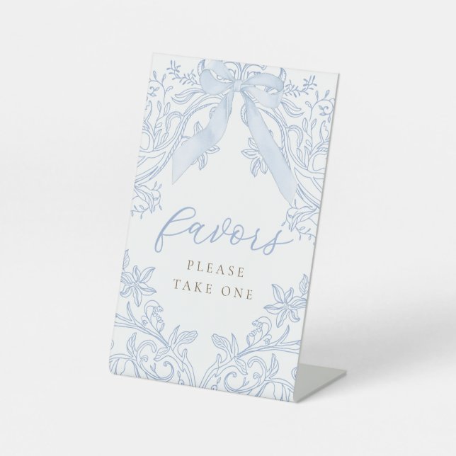 blue bow elegant favours sign (Front)