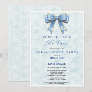 Blue Bow Engagement Invitation – Japanese Style