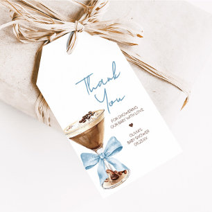 Blue Bow Espresso Martini Baby Shower Favour Tags