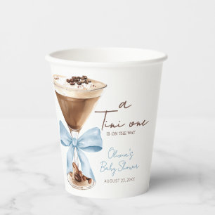 Blue Bow Espresso Martini Baby Shower Paper Cups