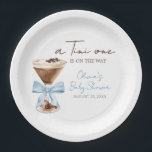 Blue Bow Espresso Martini Baby Shower Paper Plate<br><div class="desc">Make your Martini baby shower extra special with these delightful round paper plates! Sturdy yet stylish,  these plates are perfect for serving delicious bites while complementing your theme in the most adorable way. 
BS1097</div>