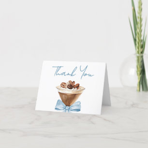 Blue Bow Espresso Martini Baby Shower Thank You Card