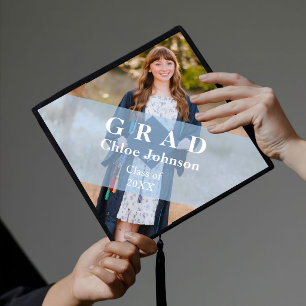 Blue Bow Floral Graduation Cap Topper