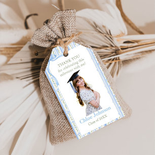 Blue Bow Floral Graduation Gift Tags