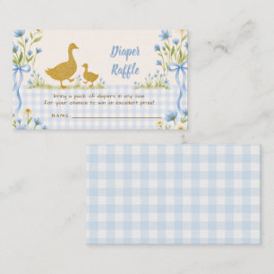 Blue Bow Floral Silly Goose Boy Baby Diaper Raffle Enclosure Card