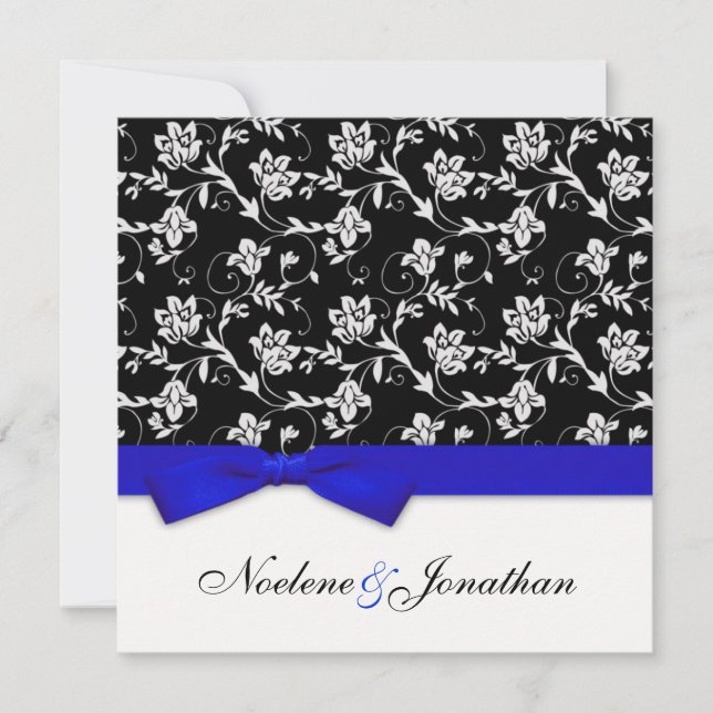Blue Bow Flower Wedding Invitation (Front)