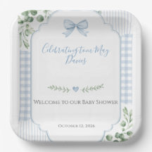 Blue Bow Gingham Greenery Baby Shower