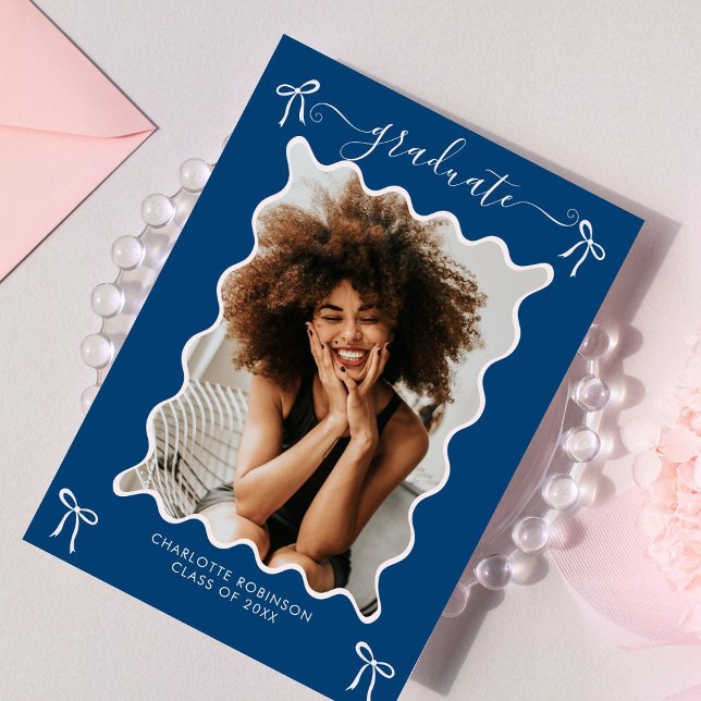 Blue Bow Graduation Party Invitation (Creator Uploaded)