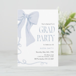 Blue Bow Graduation Preppy Classic  Invitation