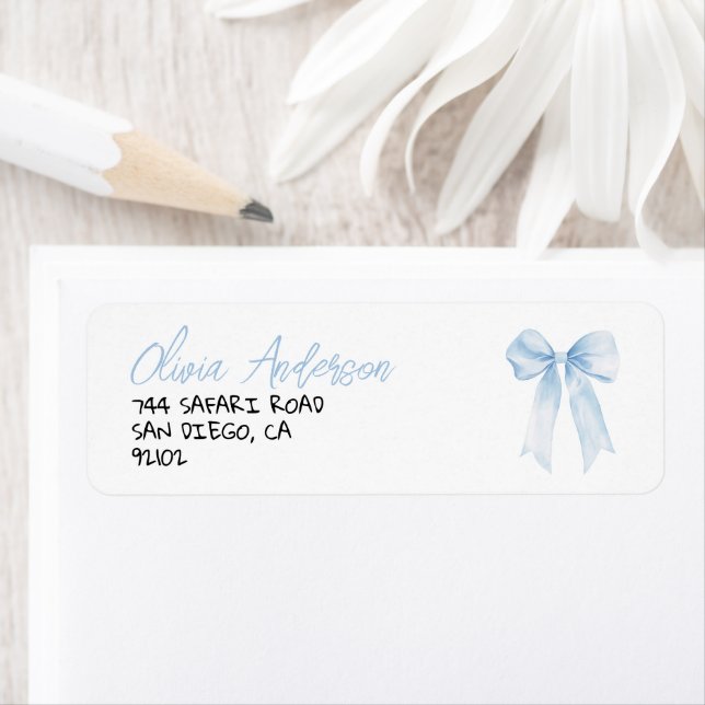 Blue Bow Hand Written Drawn Boy Baby Shower (Insitu)