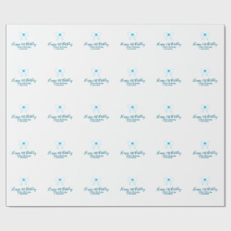 Blue bow happy 21st birthday name date girlstylish wrapping paper