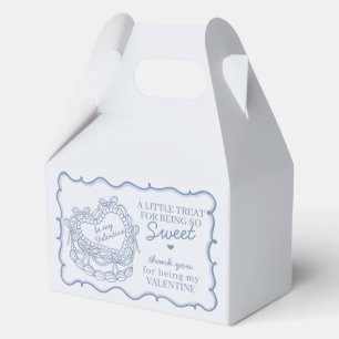 Blue Bow Heart Coquette Cake Valentine Party Favor Box