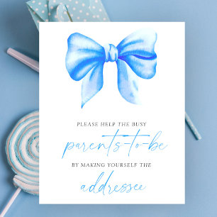 Blue bow - Help the Busy Parents-to-Be Addressee Poster