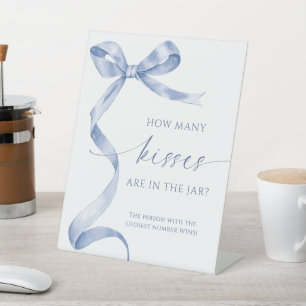 Blue Bow How Many Kisses Are In The Jar  Pedestal Sign
