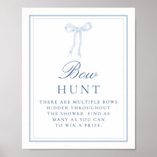 Blue Bow Hunt Coquette Find The Bows Guess Game Poster