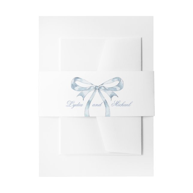 Blue Bow Invitation Belly Band (Front Example)