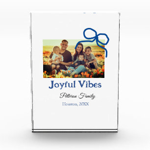 Blue bow joyful Vibes add family name photo christ Block