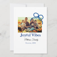 Blue bow joyful Vibes add family name photo christ