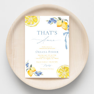 Blue Bow Lemons That's Amore Italian Bridal Shower Invitation