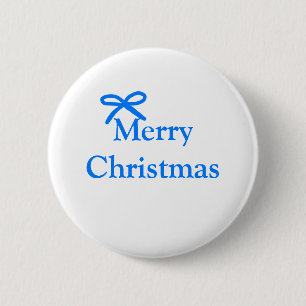 Blue bow merry Christmas family gifts simple moder 2 Inch Round Button