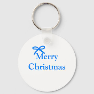 Blue bow merry Christmas family gifts simple moder Keychain