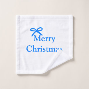Blue bow merry Christmas family gifts simple moder Wash Cloth