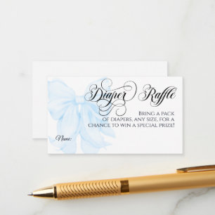 Blue Bow Modern Elegant Boy Baby Shower Diaper Enclosure Card